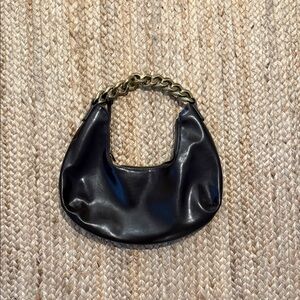 Zara Black Hobo Bag with Gold Chain